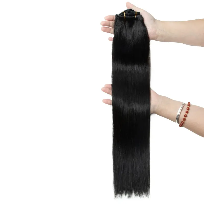 Feminino leve clipe em extensões 7 pçs conjunto invisível fita do plutônio trama injetado plutônio natural cabelo humano 12-24 polegada adicionando comprimento uso