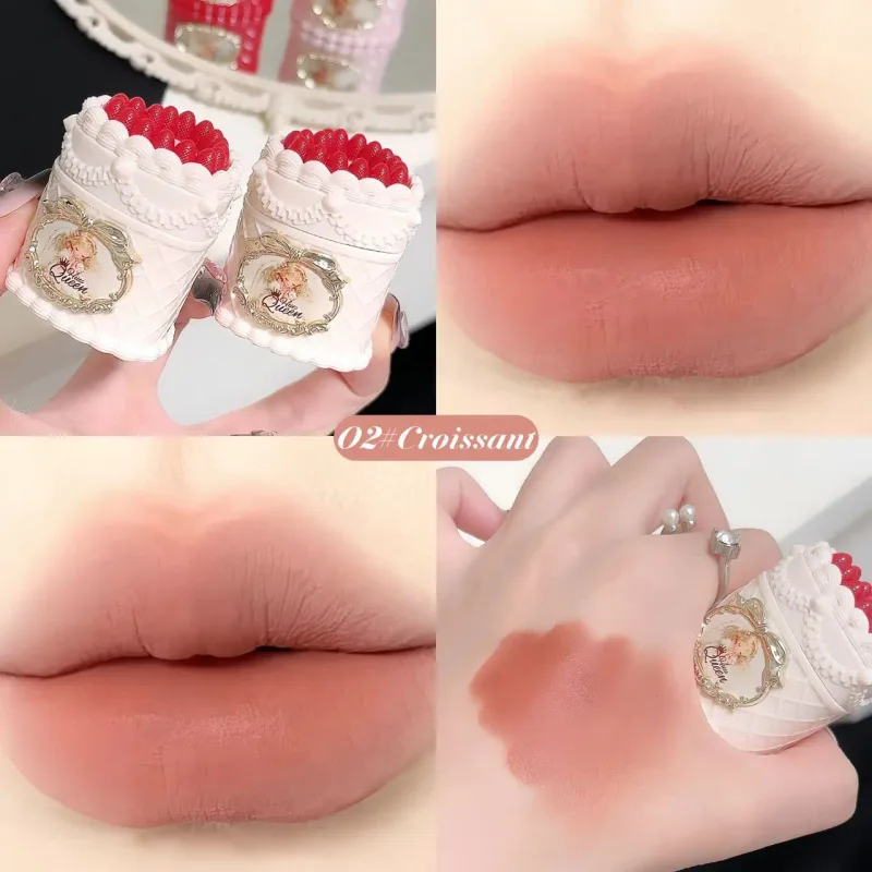 Cake Decor Velvet Lip Mud Matte Finish Non-stick Cup Long Lasting Lipstick for Daily & Party Makeup