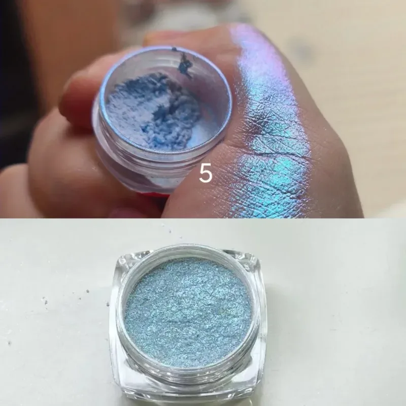 Glitter sombra em pó de longa duração cromo camaleão holográfico sombra em pó pigmento maquiagem dos olhos para mulheres cosméticos