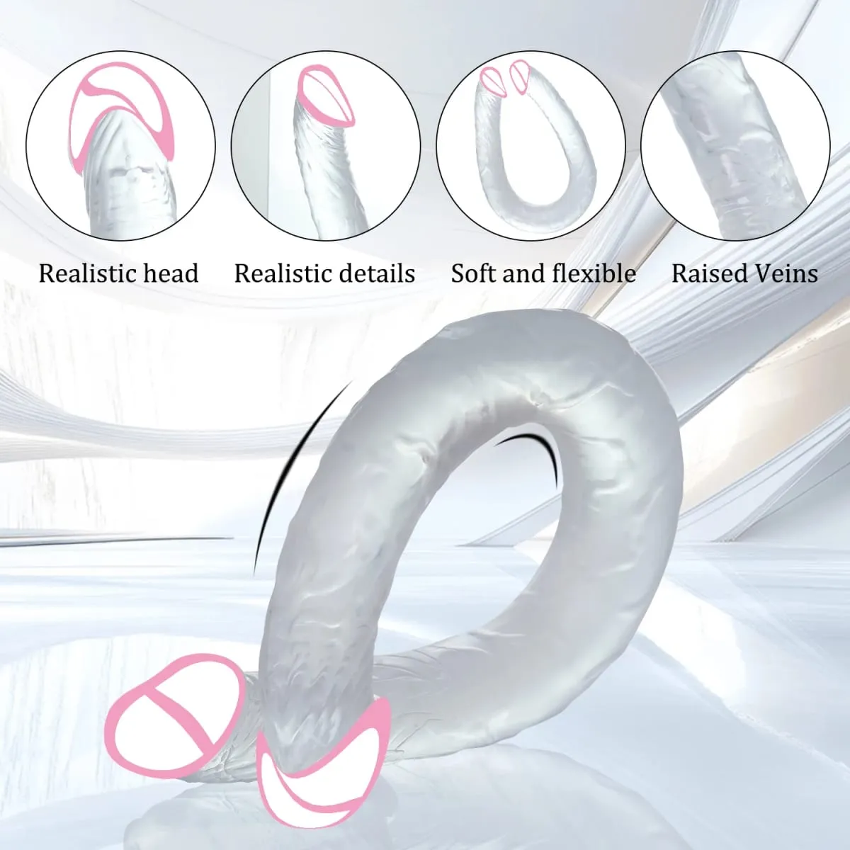 Vibrador longo de ponta dupla, ferramentas lésbicas, pênis realista, masturbador feminino, pau falso, anal vaginal, brinquedos sexuais adultos para mulheres e homens