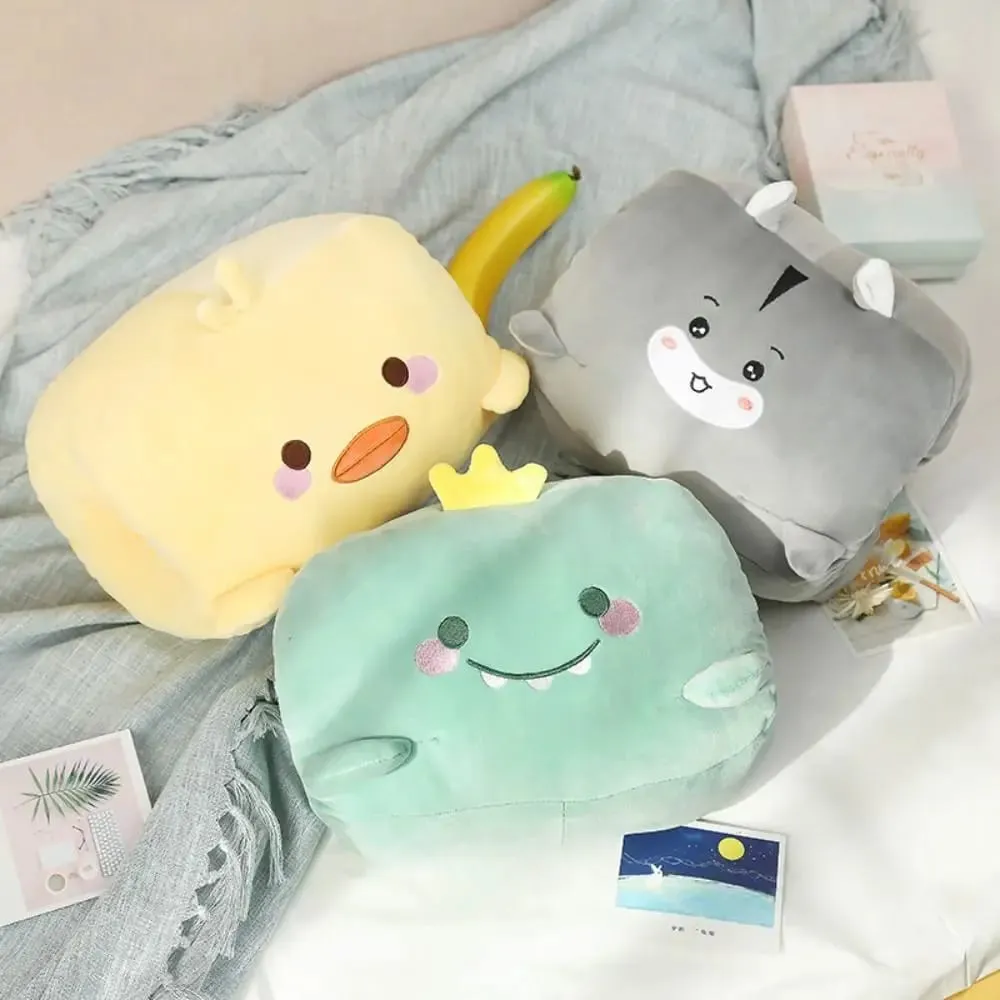 Criativo brinquedo de pelúcia mão mais quente travesseiro de pelúcia manter quente super macio escritório nap travesseiro dos desenhos animados animal brinquedo de pelúcia inverno