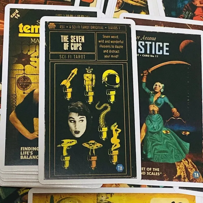 Cartas de tarô de ficção científica de todd alcott, baralho de adivinhação com 78 versões em inglês, edição de tabuleiro oracle, jogo de mesa para festa