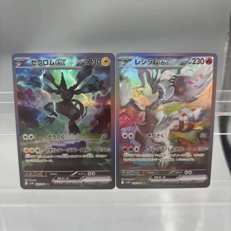 Cartões de coleção diy mewtwo reshiram zekrom auto feito único cartão clássico jogo anime cartão presente brinquedo