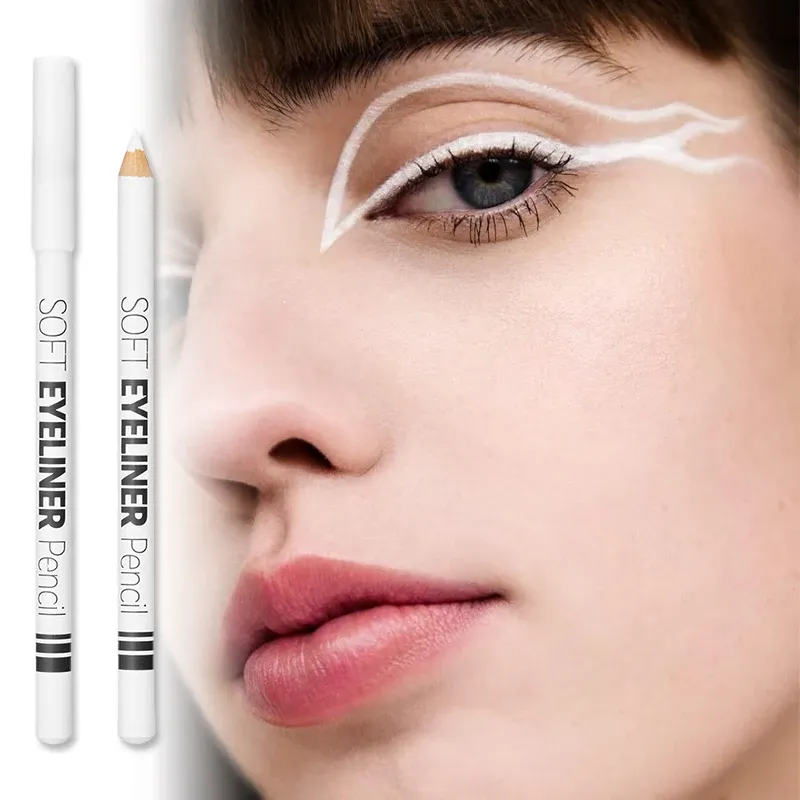 Lápis delineador branco à prova d'água, suave, fácil de usar, iluminador de olhos de longa duração, ferramenta de maquiagem fashion para aplicação suave