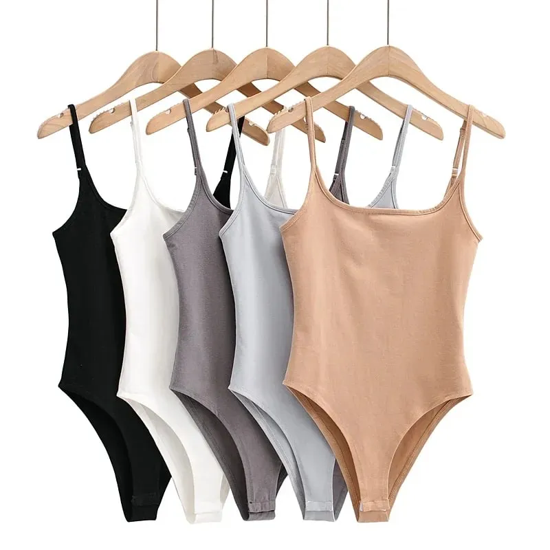 Summer New Arrivals in Store Pure Color Thin Stretch Knitted Sling One-Piece Sexy Beach Style