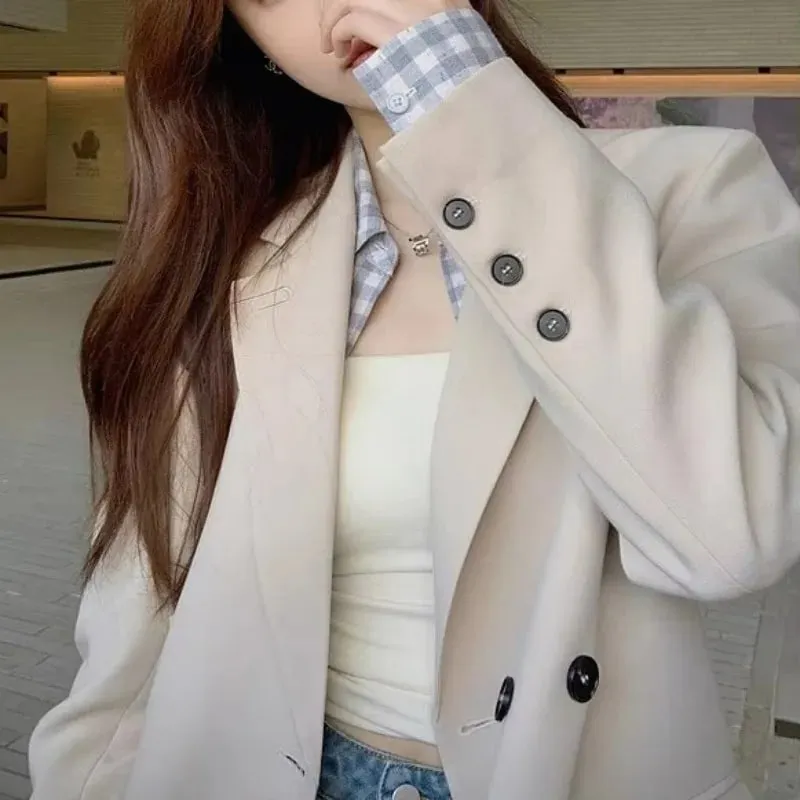 柔軟羊毛加墊女式短版純色無袖基本款街頭服飾緊身胸衣年輕女裝