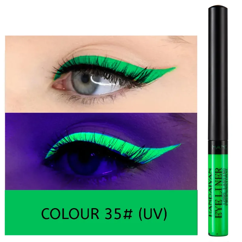 Caneta delineadora neon com luz uv, maquiagem para olhos, vermelho, à prova d'água, cor líquida, lápis de maquiagem, cosméticos, amarelo, fosco, roxo