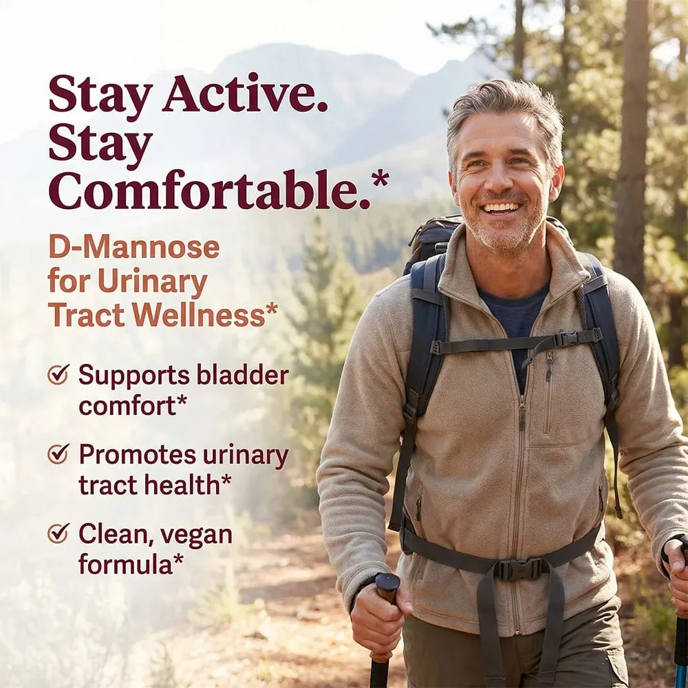 Organic D-Mannose 900mg Per Serving 120 Capsules Strongly Supports Urinary Tract Cleanse in Women and Prostate Health in Men