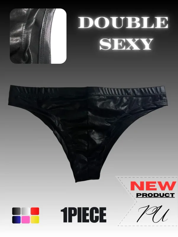 1Pc men's PU leather triangle underwear, sexy triangle underwear, boxing fitness, suitable for costume parties, sweet gift 3256809313293784
