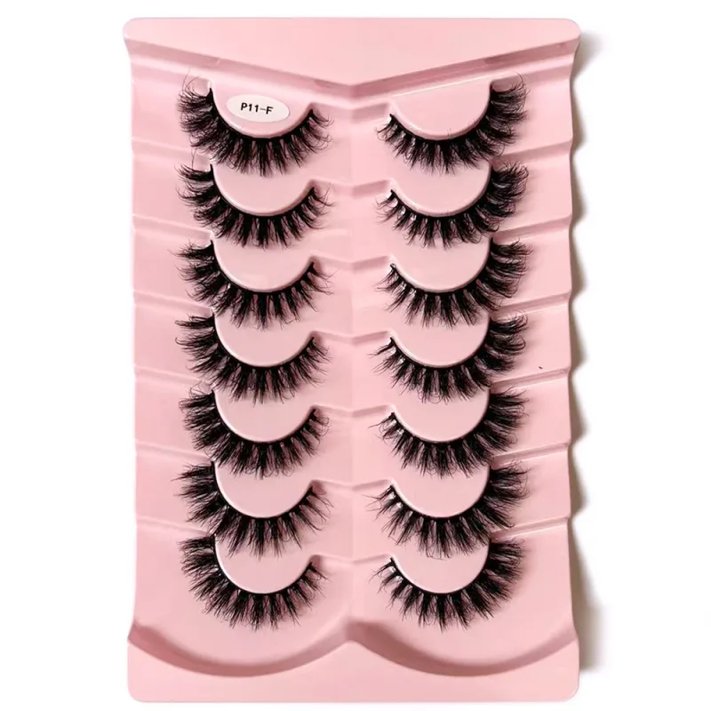 7 Pairs False Eyelashes Wispy Lashes Natural Look Fake Eyelashes Faux Mink Fluffy Strip False Lashes Pack