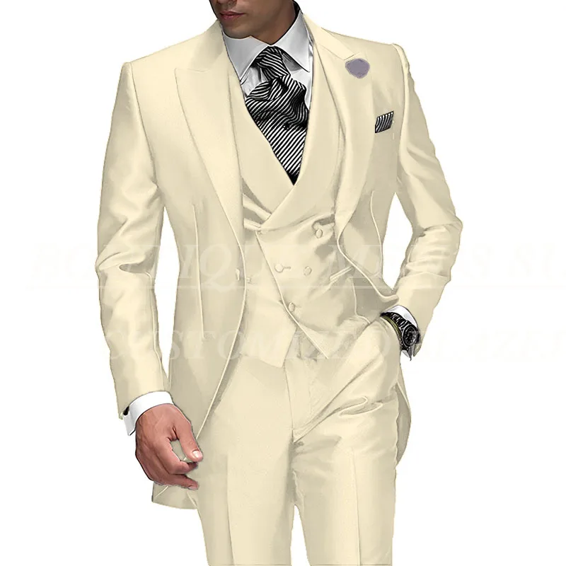 2026 Best Selling Peak Lapel Single Breasted Men Wedding Suits Purple Groom Tuxedo For Men Prom Suits Groomsman Jacket+Pant+Vest
