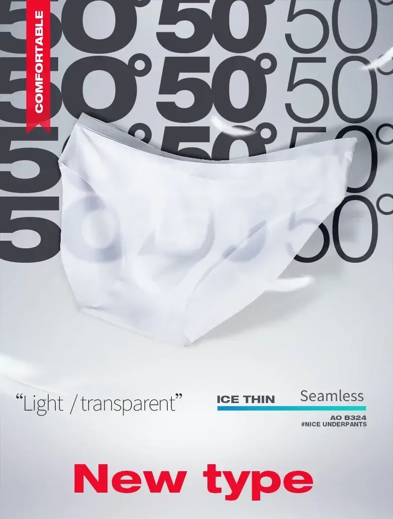 3 peças cuecas masculinas de seda gelada, verão respirável, secagem rápida, shorts sem costura, transparente ultrafino, personalizado l