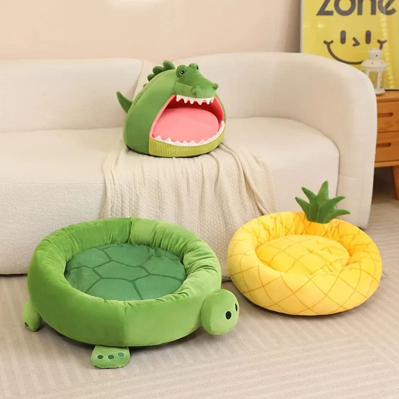Pet Bed Shark Pineapple Shaped Soft Warm Nest Sleep Available All Seasons Specially Designed For Cats And Dogs Pet Gift