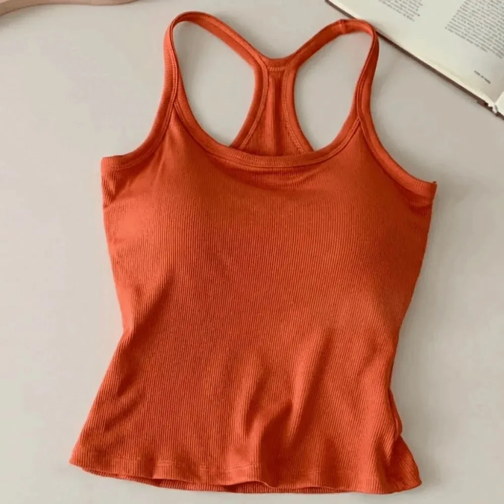 Alças de ombro largas colete oco confortável em forma de h costas peito pequeno camisola design fino elástico fino regata