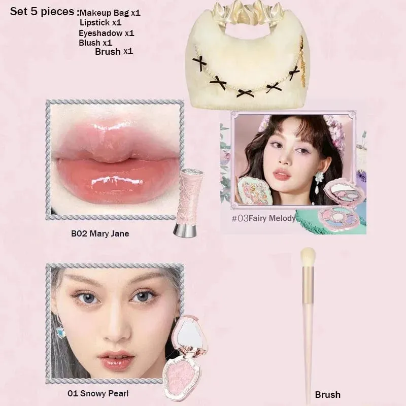 Conjunto de maquiagem Flowerknows Kit de presente Shimmer Full Box Blush Creme labial de veludo de longa duração com bolsa Kit de maquiagem — image 9
