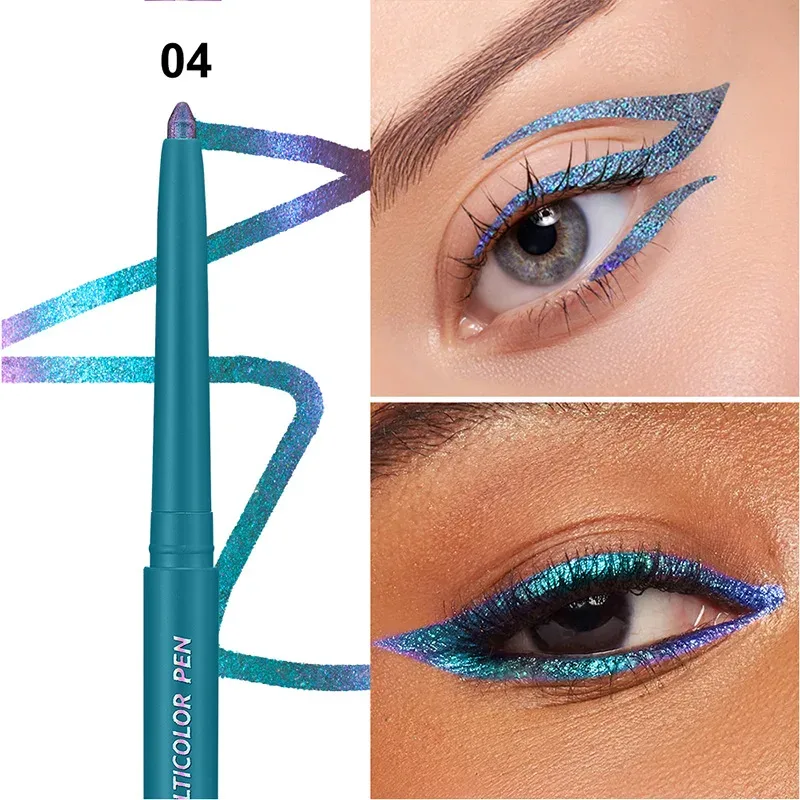 Sombra que muda de cor, delineador multicromado à prova d'água, longa duração, creme suave, forro em gel, maquiagem para os olhos, glitter, sombra