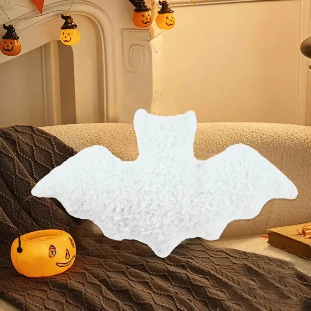 Material de pelúcia morcego travesseiro de pelúcia tema de halloween tecido macio morcego modelagem travesseiro preto branco marrom pelúcia animal para meninas