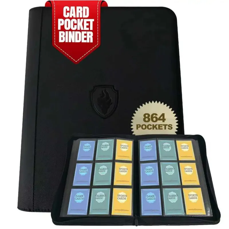 9-Pocket Ring-Less Card Binder Double Capacity Can Hold 864 Cards Suitable for Sport/YGO/PTCG/Game Cards