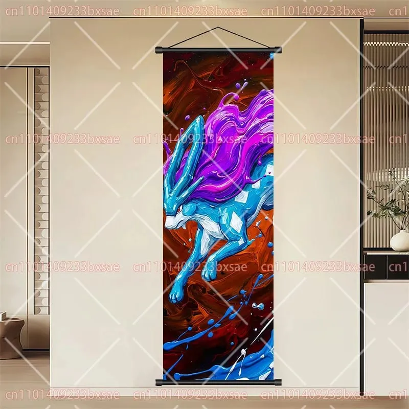 Pokémon anime hd rolagem pintura eevee pikachu suicune charizard mewtwo fundo arte da parede decoração cartaz presente das crianças