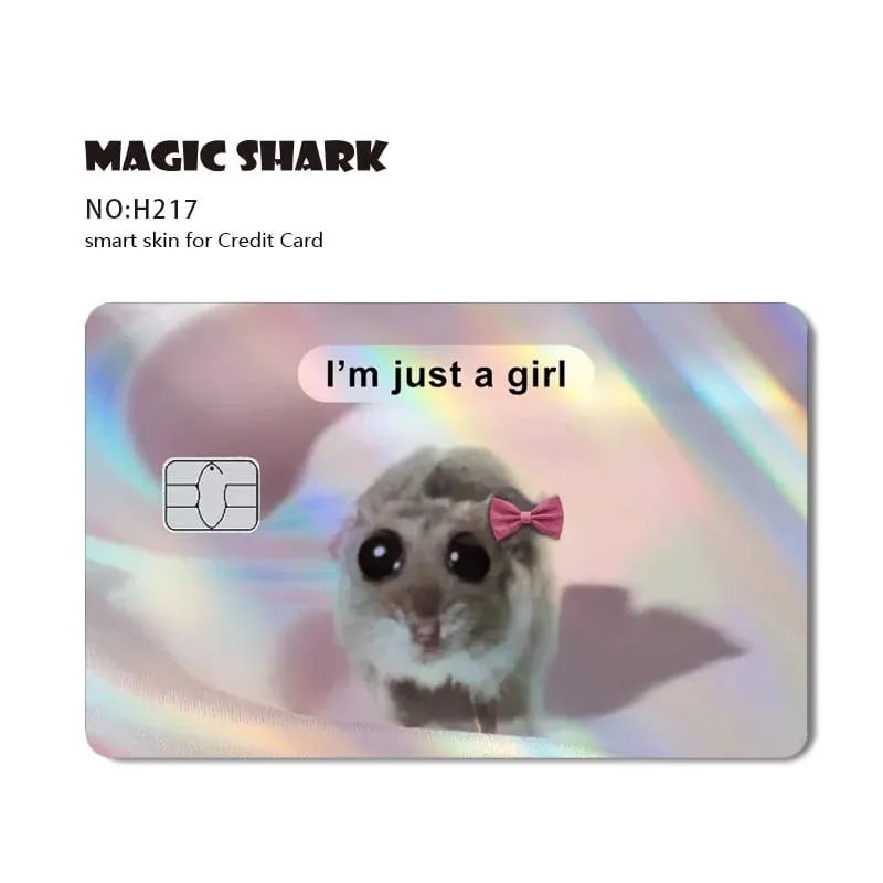 2026 New Cute Holographic Mouse Cat No Fade Laser Reflective Front Skin Cover Skin Sticker for Credit Card Debit Bank Card