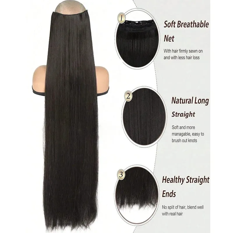 Extra Long Straight 5 Clips Hair Extension Clip In Extensions Hairpieces For Women Synthetic Natural Straight Clip Hair Piece