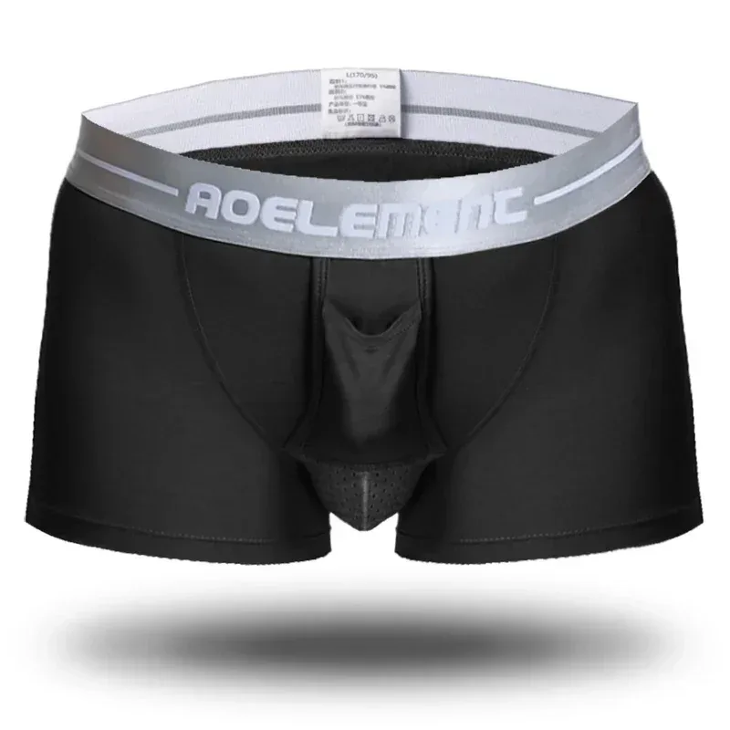 Bala roupa interior separada masculina ventilada verão cuecas secas saco de seda gelo boxers saudáveis