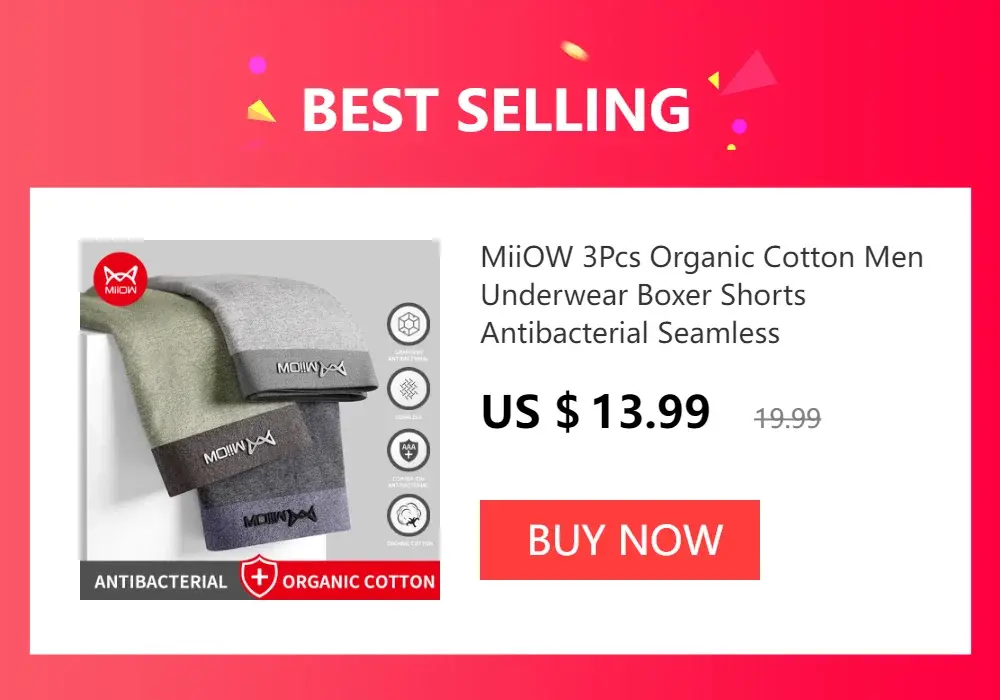 MiiOW 4Pcs Man Underwear Boxers Men's Panties Breathable Polyester Innerwear Sexy Men Underpants Boxershorts Antibacterial