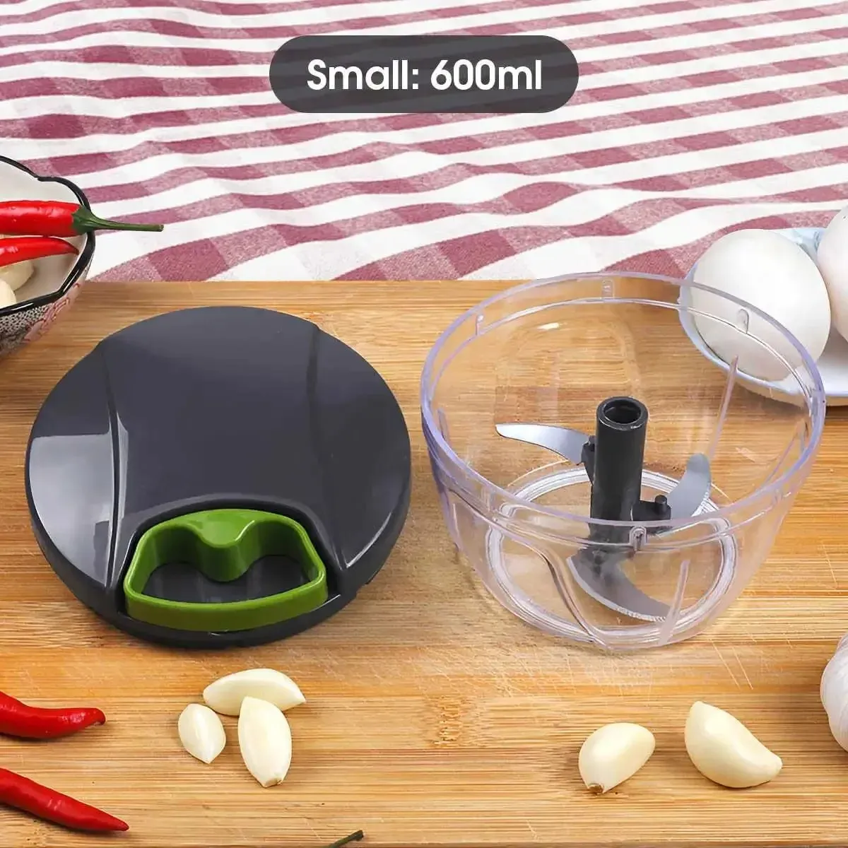 Cortador manual de alimentos 1000ml, corda de tração manual, cortador de vegetais, cebola, alho, frutas, ervas, nozes, cozinha, processador de alimentos