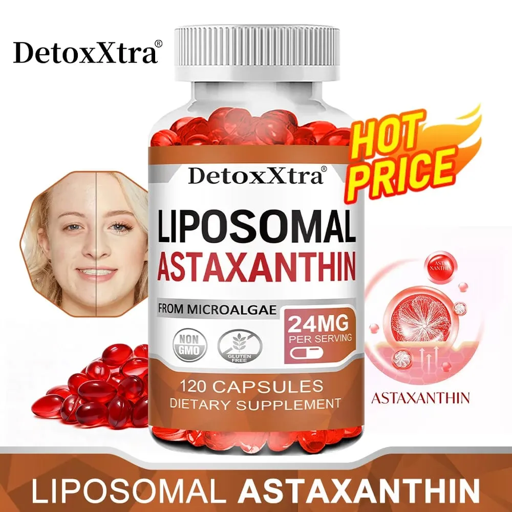 Astaxantina lipossomal 24mg, antioxidante premium de alta absorção, suporta metabolismo, pele dos olhos, articulações e saúde imunológica, não-OGM — image 2