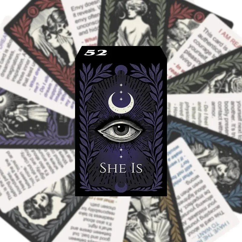 《52 Cartões de autoexploração e atenção plena Cartões de crescimento interno e reflexão emocional Cartões de autoconsciência feminina》Jogo de cartas Jogo de tabuleiro, um jogo obrigatório para presentes de reuniões familiares