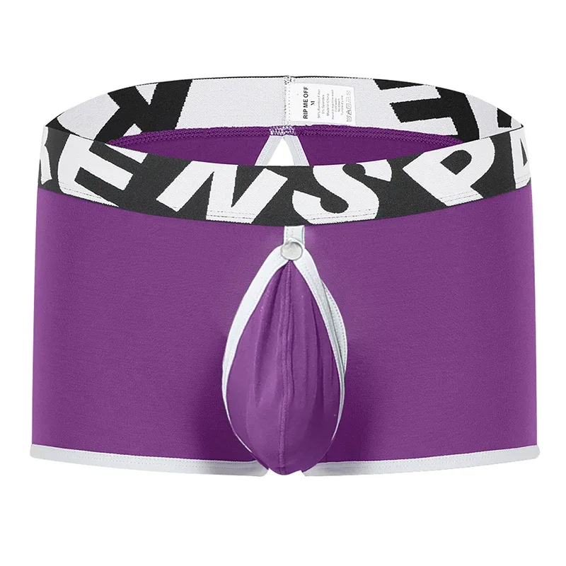 Mens Sexy Boxer Underwear Open Back Underpants Removable U Convex Pouch Panties Middle Waist Knickers