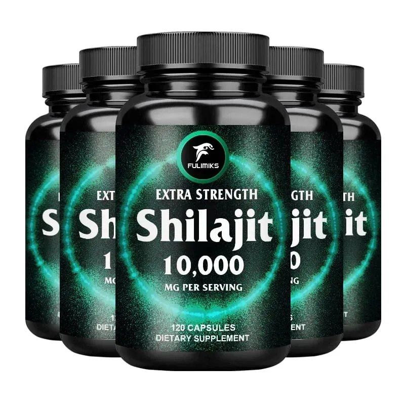 Fulimiks Shilajit 10000mg Cápsulas com Extrato Puro do Himalaia e Ácido Fúlvico Suportam Vitalidade Diária Resistência Saúde Geral