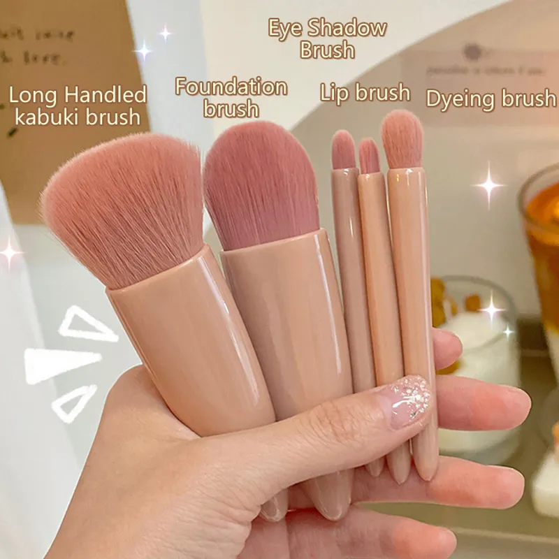 5pcs Travel Size Makeup Brushes Set Mini Makeup Brushes Small Complete Function Cosmetic Brushes Kit With Case And Mirror Perfe
