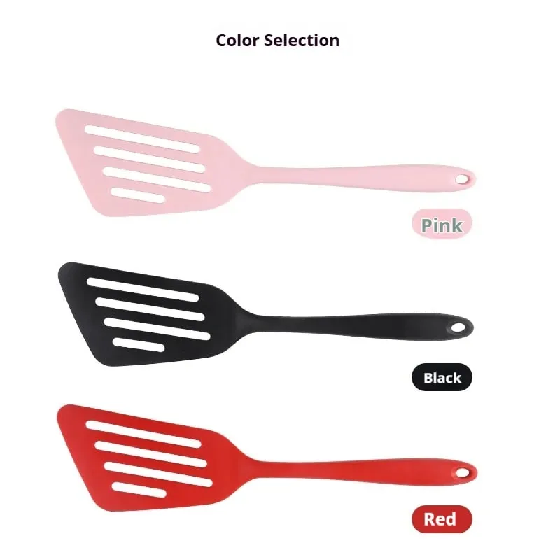 Espátula de silicone antiaderente para cozinha, peixe frito e ovo, espátula resistente a vazamentos, utensílios de cozinha de silicone de alta temperatura, 1 peça