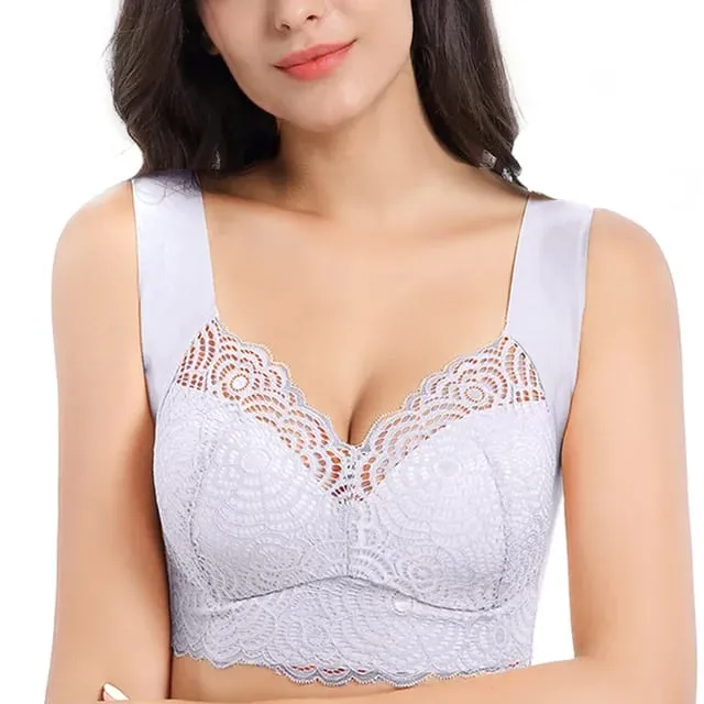 Sexy plus size roupa interior sem costura sutiãs de renda superior sem fio fino copo sutiã sono colete lingerie c d cup