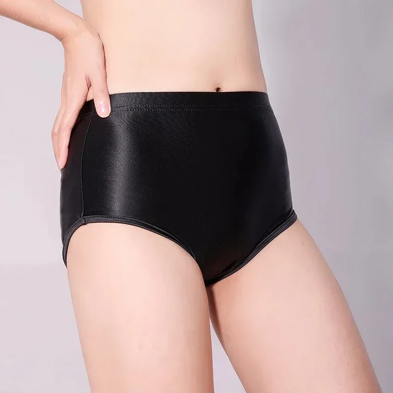 Brilhante sem costura elastano shorts sedoso suave sexy calças sólidas calças de cintura alta motociclista correndo treino cuecas masculinas