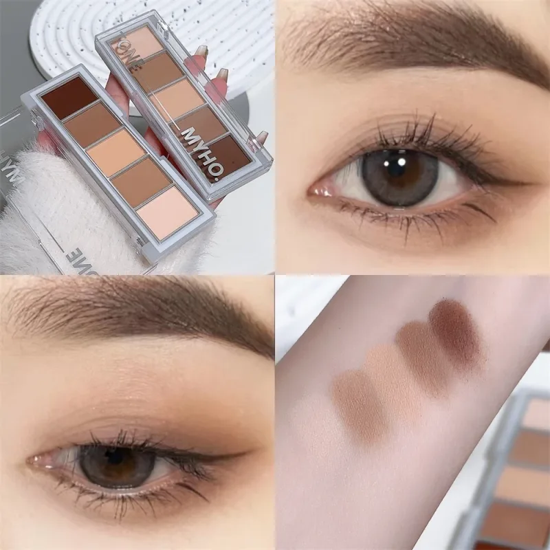 Paleta de sombras de 5 cores, fosca, marrom natural, portátil, bronzeadores, contorno cosmético, sombra de olhos, cor da terra, paleta de maquiagem