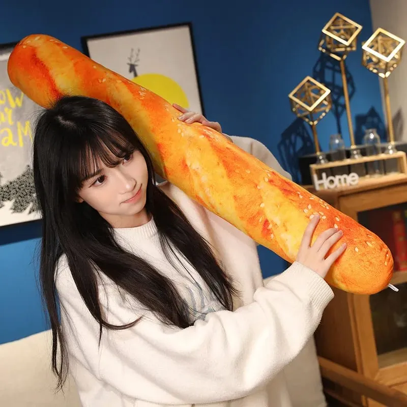 Travesseiro de pelúcia de simulação de pão, 20/40/60cm, baguete, croissant, cachorro quente, pão torrado, almofada de comida, decoração de casa, presente — image 3
