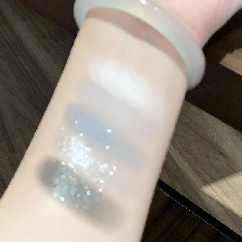 5 Colors Metallic Cement Gray Eyeshadow Palette Glitter Pearlescent Punk Smoky Eye Highlighter Matte White Face Brightening