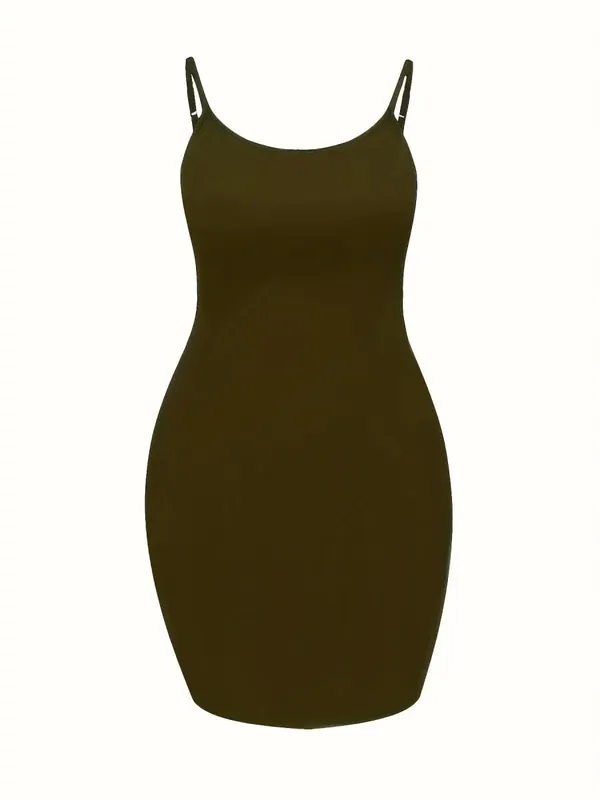 Plus Size Azul Royal Ajustável Alça Spaghetti Bodycon Mini Vestido Cami
