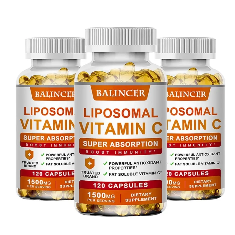 Vitamina C lipossomal 1500 mg de alta absorção, ácido ascórbico solúvel em gordura, suporte imunológico, reforço de colágeno e suplemento antioxidante
