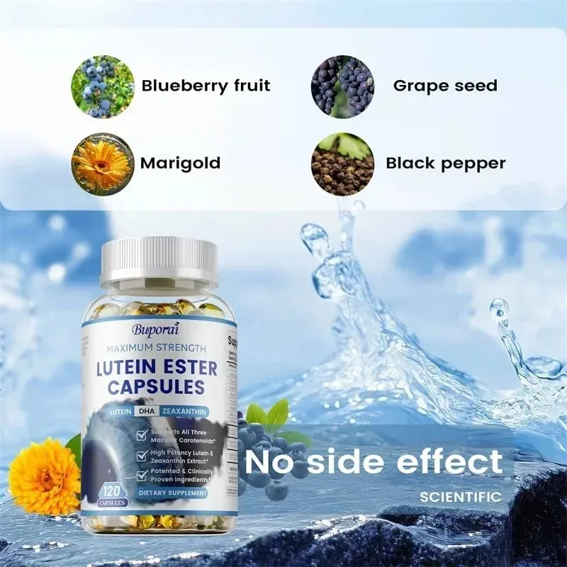 Cápsulas de éster de luteína - com vitaminas de zinco C e zeaxantina para olhos secos, fadiga, melhoram a função visual para olhos saudáveis