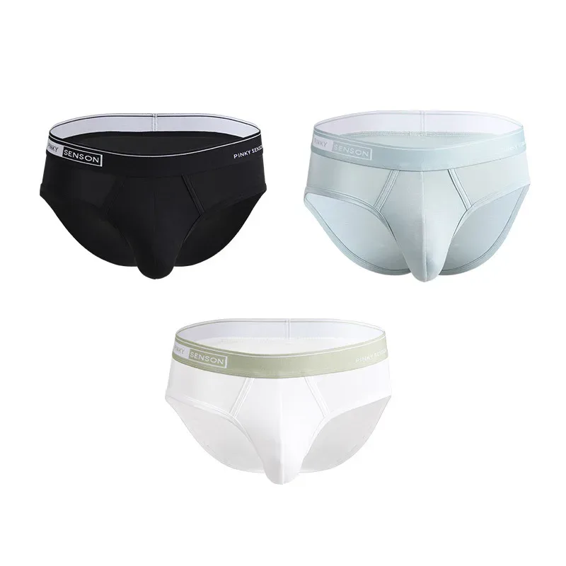 Tamanho grande novo sexy e respirável modal calças triangulares masculinas cor sólida meados de cintura cuecas para jovens cuecas para homem