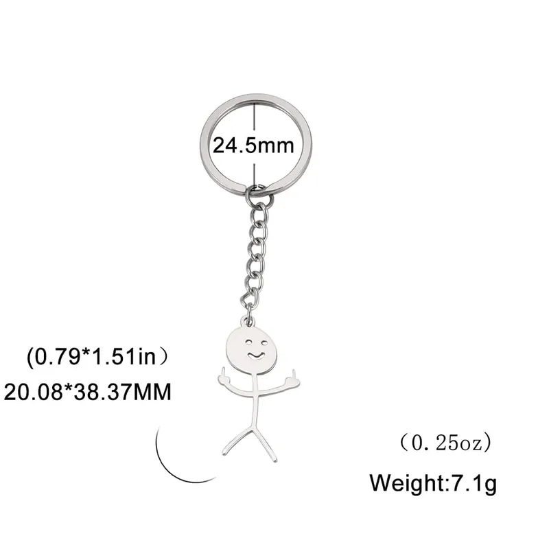 Teamer Funny Middle Finger Stickman Keychain 2026 Cute Trend School Bag Car Key Pendant Couple New Trinket Gift Keyring