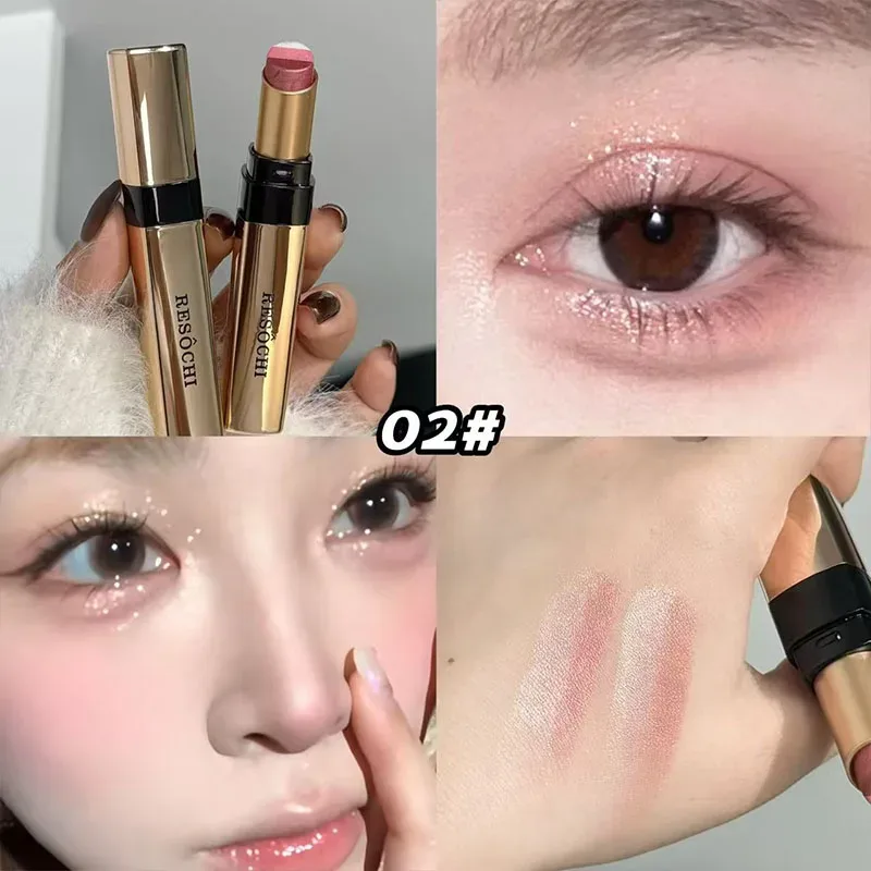 3 cores sombra vara shimmer glitter creme sombra de olho à prova dwaterproof água duradoura alta pigmentado metálico sombra lápis maquiagem
