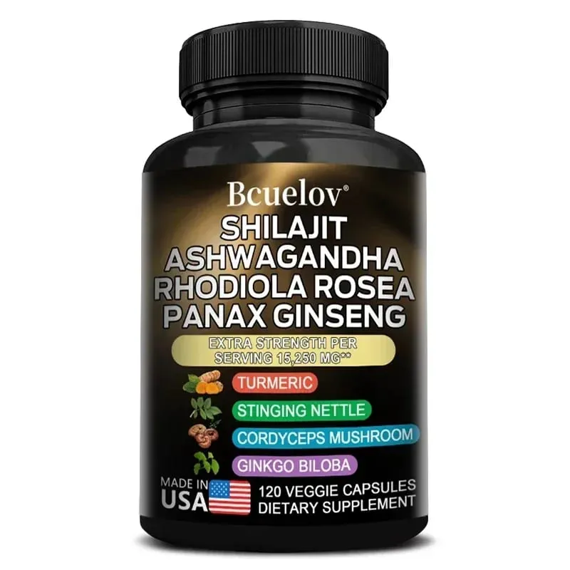 Shilajit Ashwagandha Rhodiola Rosea Ginseng High Concentration Formula Promotes Digestive System Brain Joint Health Supplement