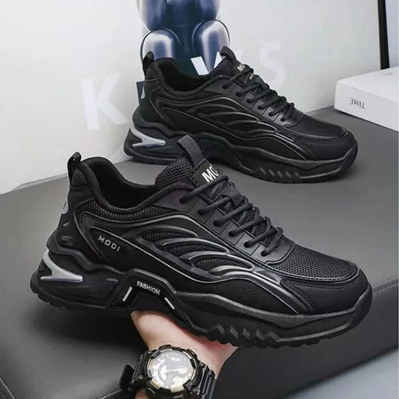Homens tênis primavera verão respirável malha sapatos casuais plataforma chunky pai calçado rendas até caminhada tênis de corrida
