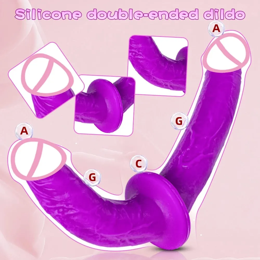 Vibrador realista de duas cabeças, pênis longo, penetração dupla, ponto g, vagina, pau anal, projetado para mulheres lésbicas, brinquedos sexuais adultos