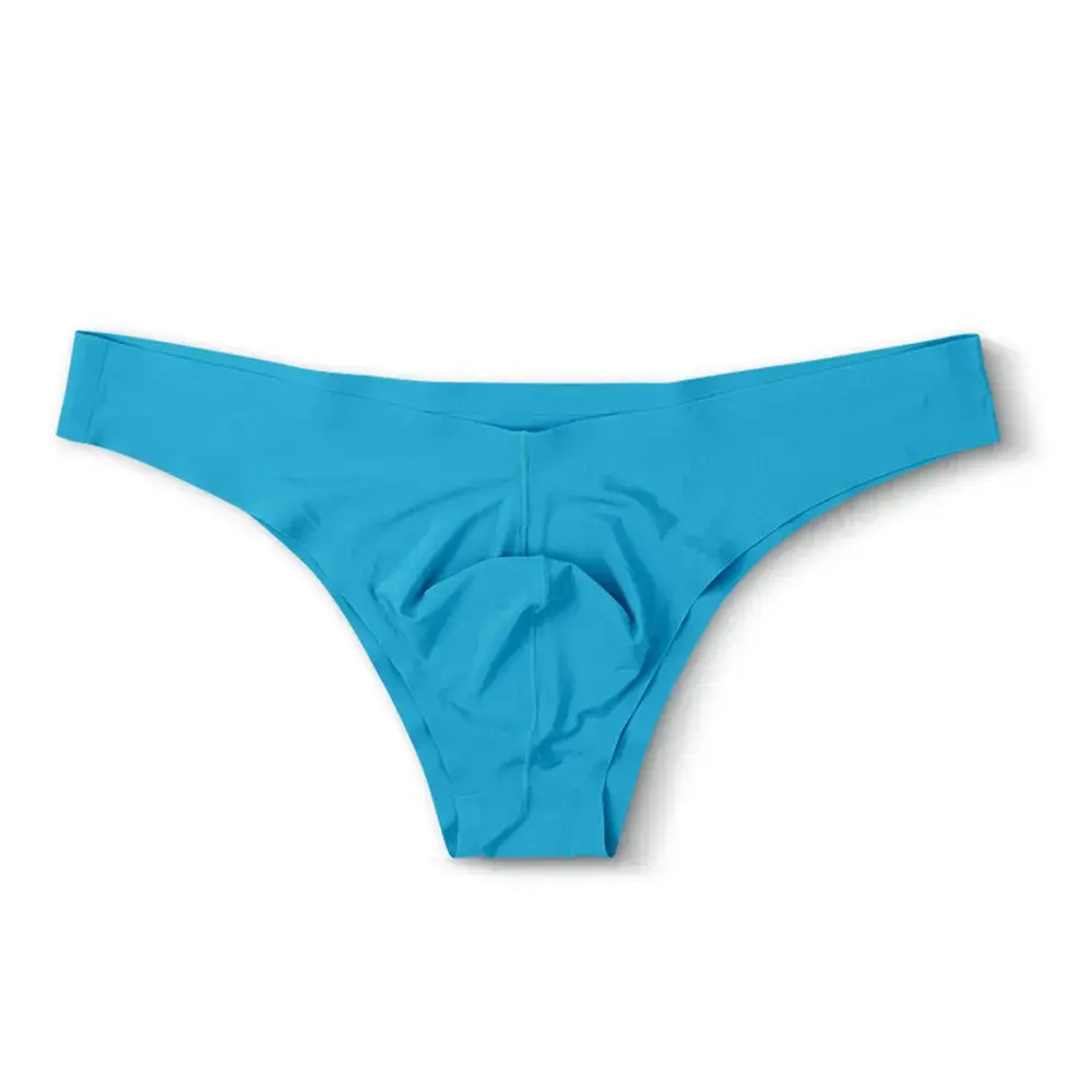 Summer Men's Seamless Ice Silk Briefs Comfortable Cool Breathable Low-waist Plus Size Underwear U-shaped Convex Shorts