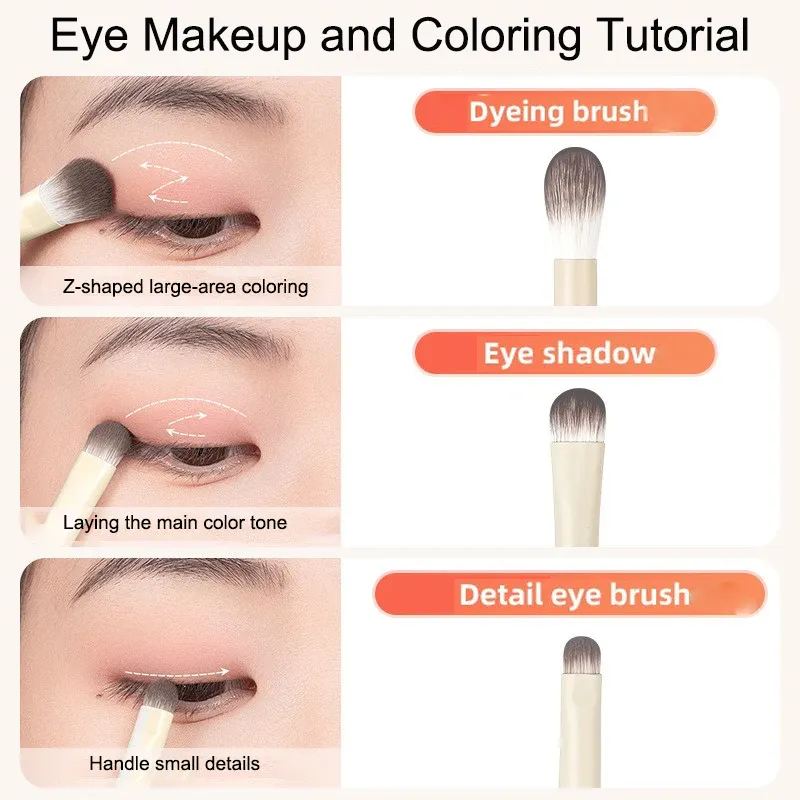 5/6/8/10pcs Natural Eye Makeup Brushes Set Detail Eyeshadow Contouring Brush Ultra Soft Blending Eyeliner Brow Brush Makeup Tool — image 5